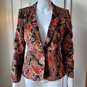 Talbots Silk Paisley Blazer Business Casual Office Work Professional Petite